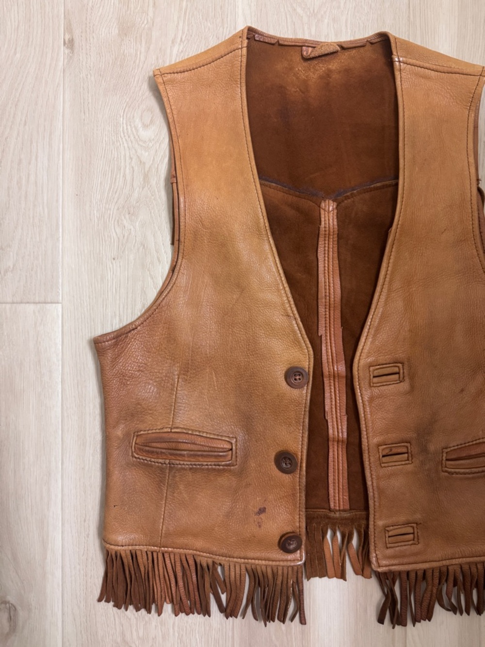 VTG Jimbo Handmade Genuine Leather Fringe Vest - Western Boho Cowgirl Festival - Picture 2 of 6